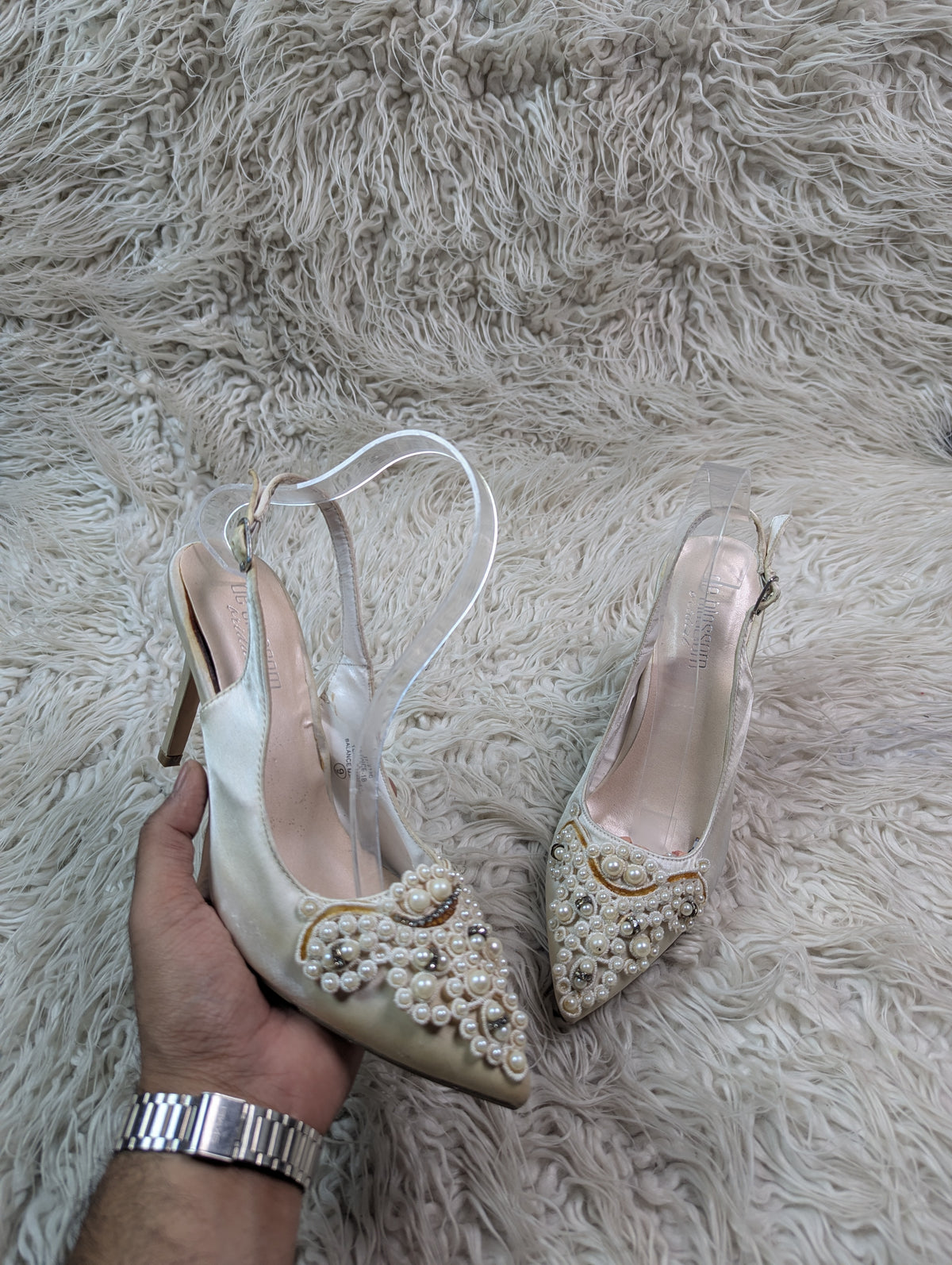 De blossom brodal pencil Heel Pearl White