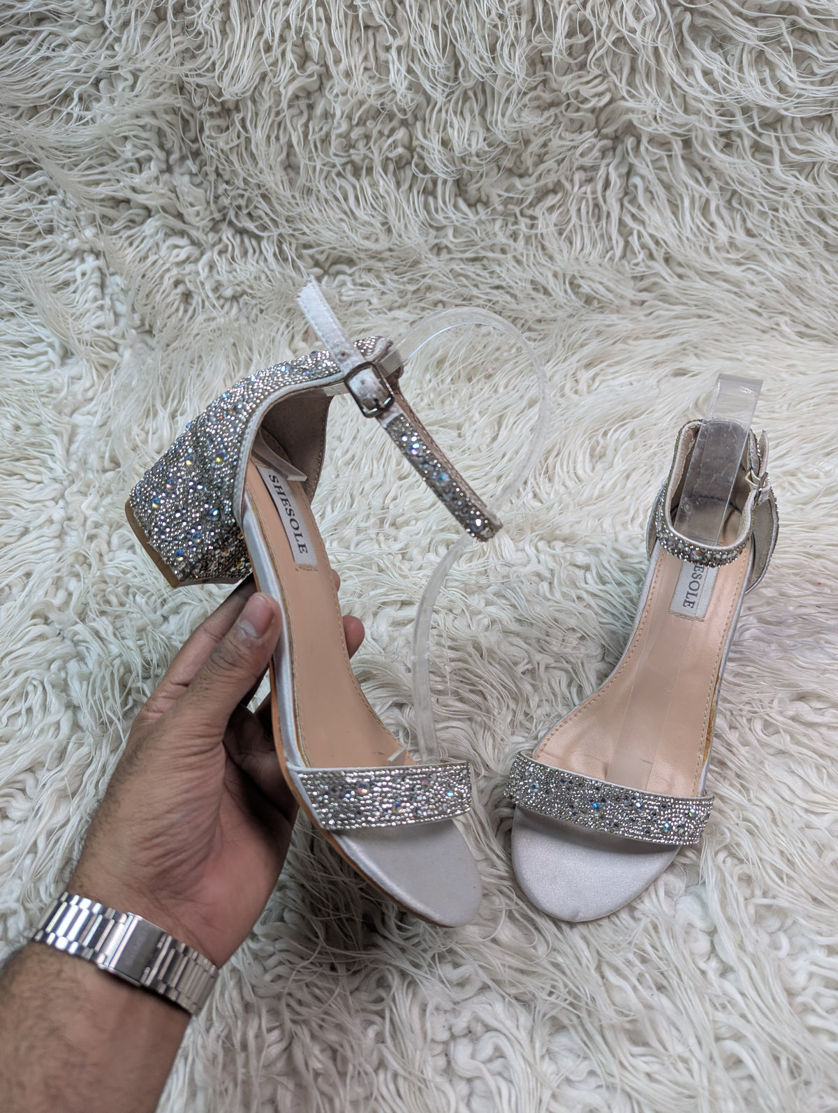 Shesole silver block heel