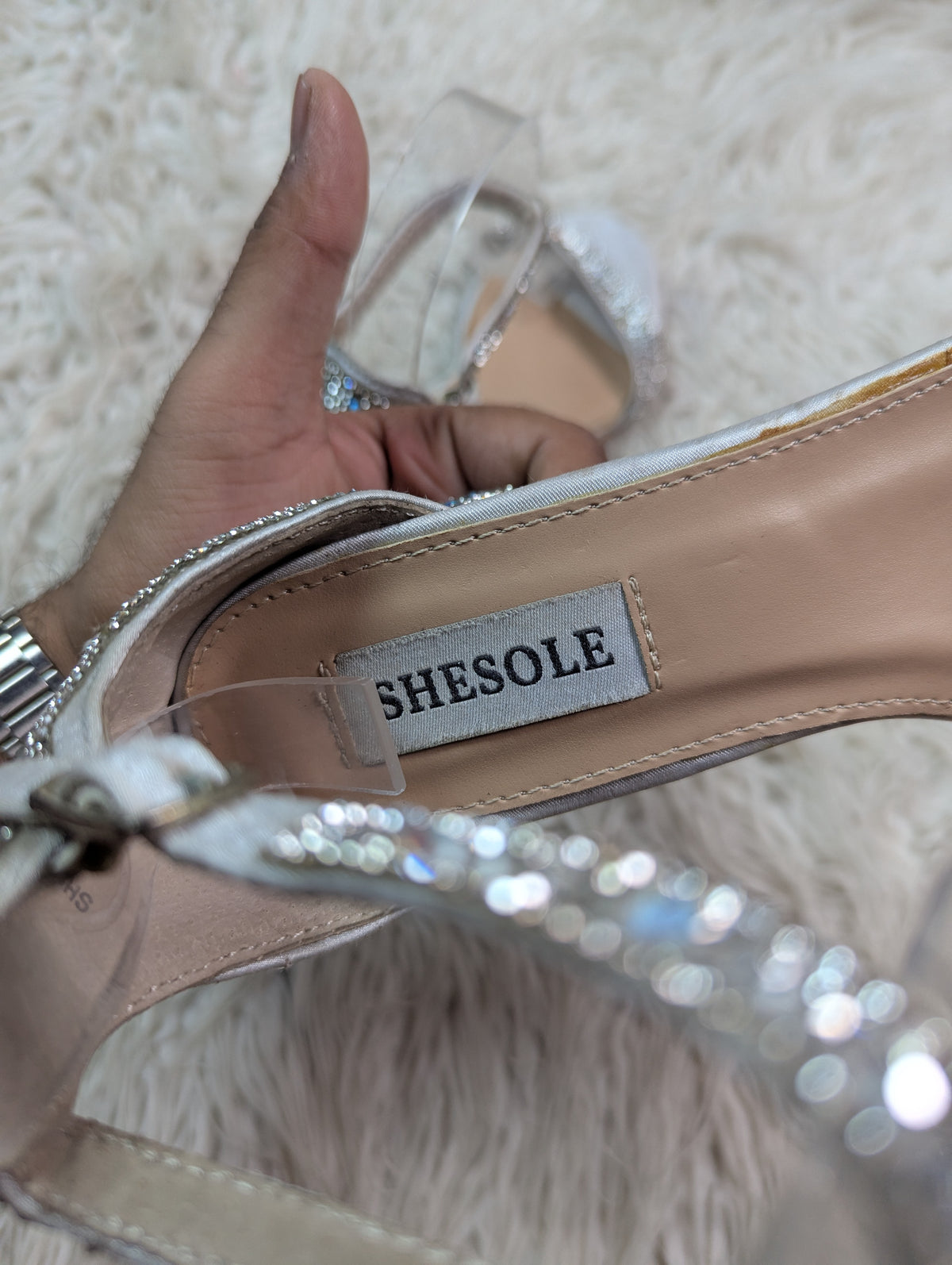 Shesole silver block heel