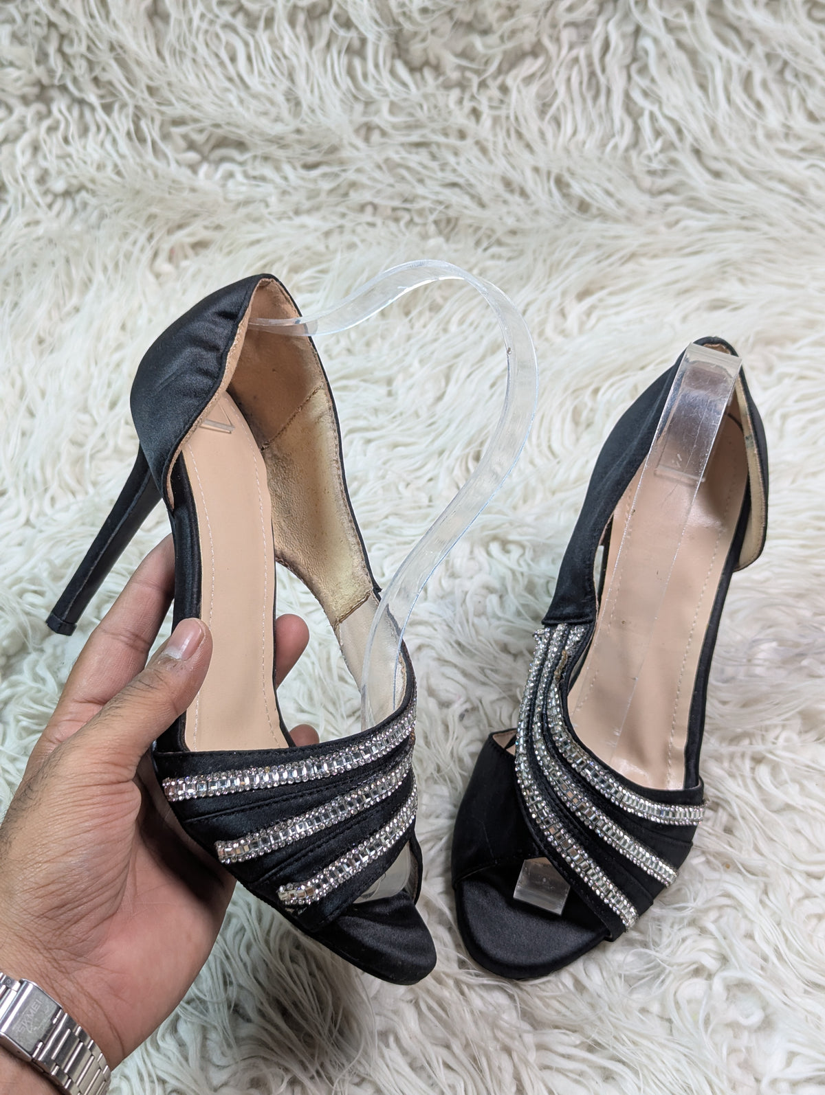 Stones upper Black pencil heel