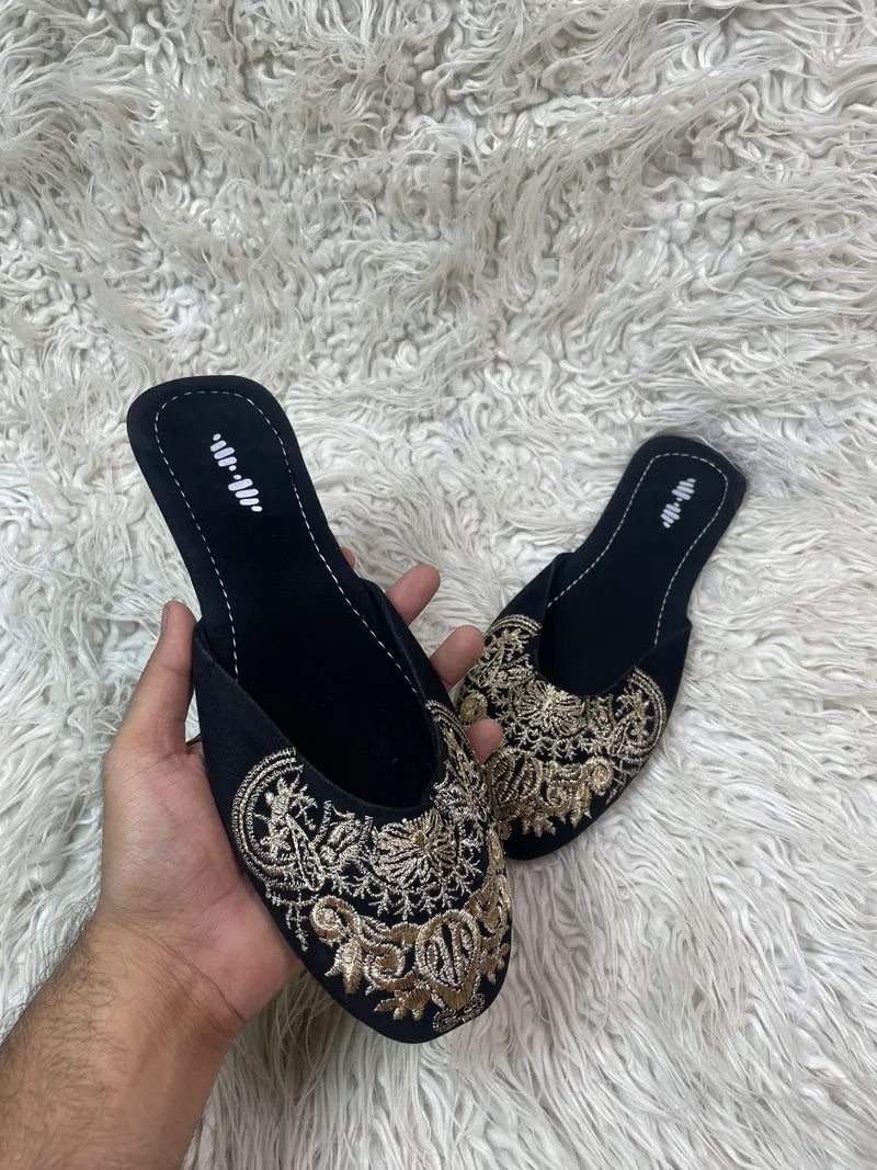 Khaadi Factory leftover Black embroidered Flat