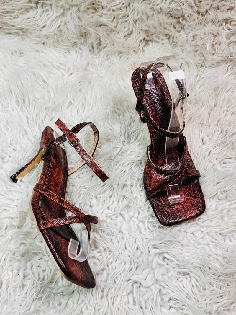 Brown Snake Textured Heel