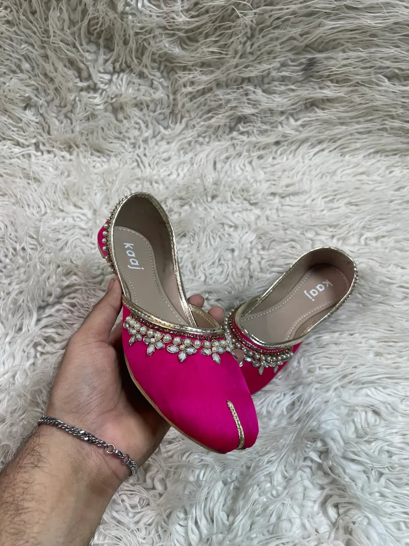 Shocking pink khussa Kaaj by ideas