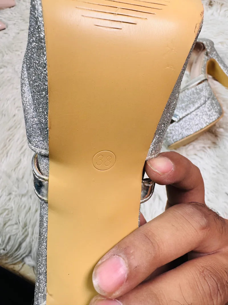 Silver Glittery heel