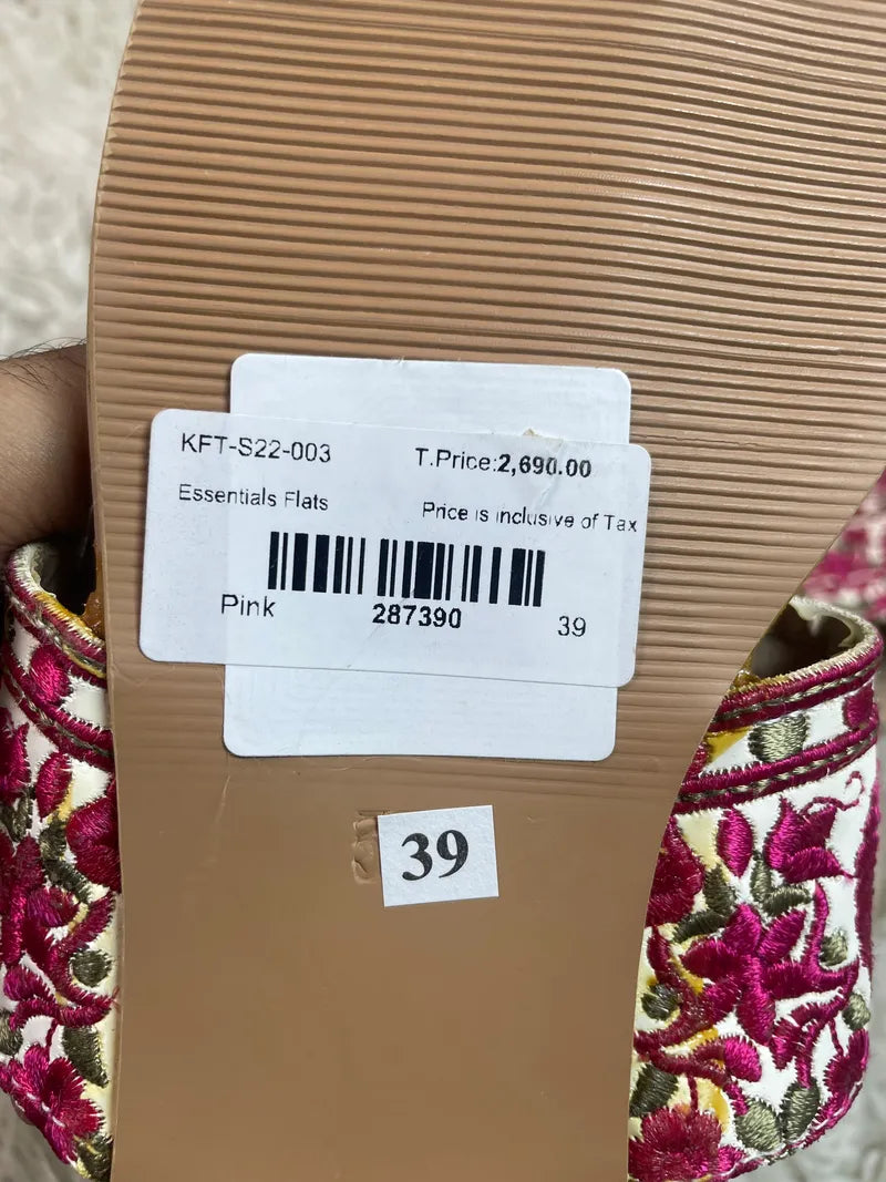 Shocking pink embroidered Flat Kaaj by ideas