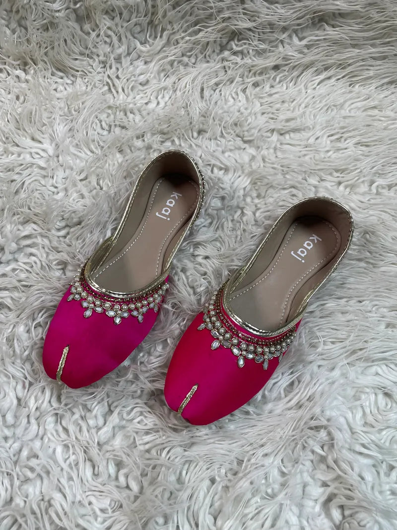 Shocking pink khussa Kaaj by ideas