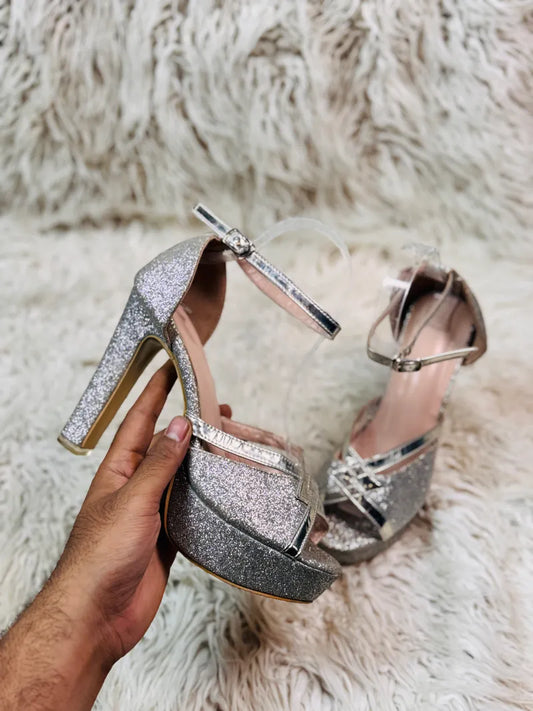 Silver Glittery heel