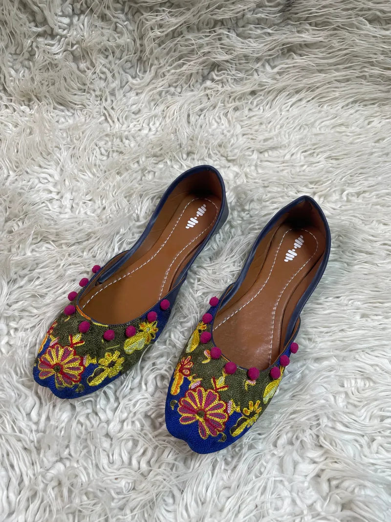Embroidered khusa Dark Blue Kaaj by Ideas