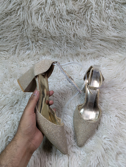 My Jewels Shiny glittery golden block Heel
