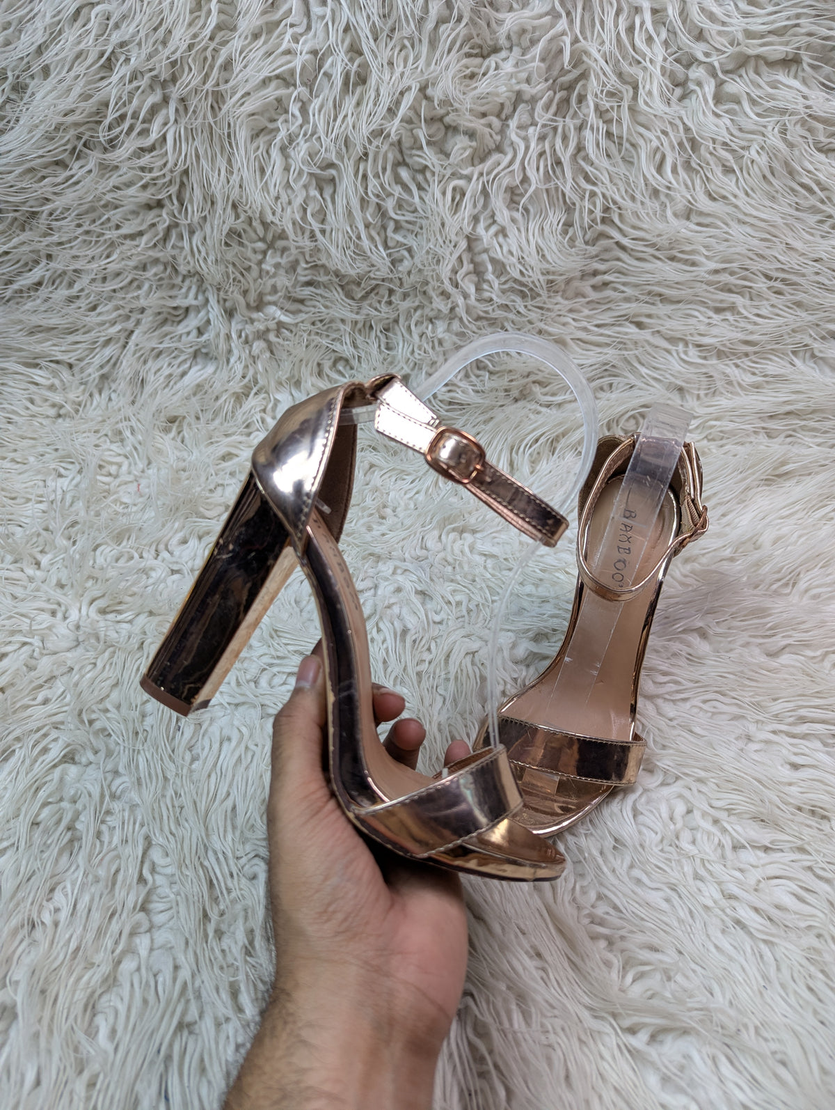 Bamboo Golden block heel