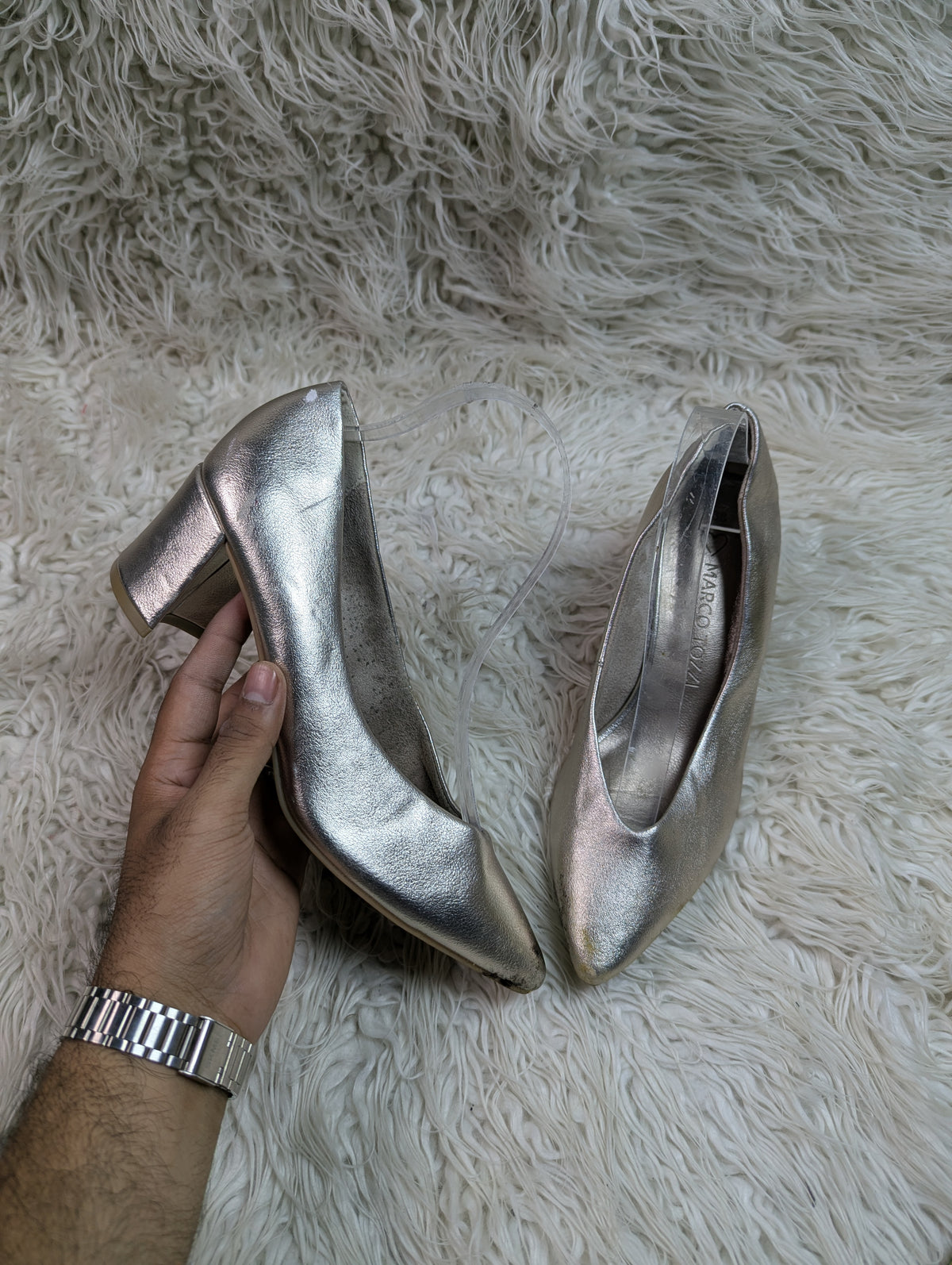 MARCO TOZZ Silver pump style heel