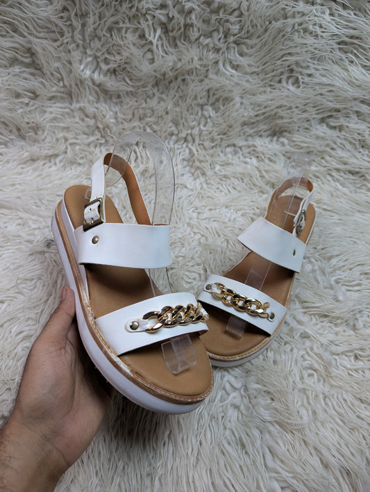 White golden chain sandal
