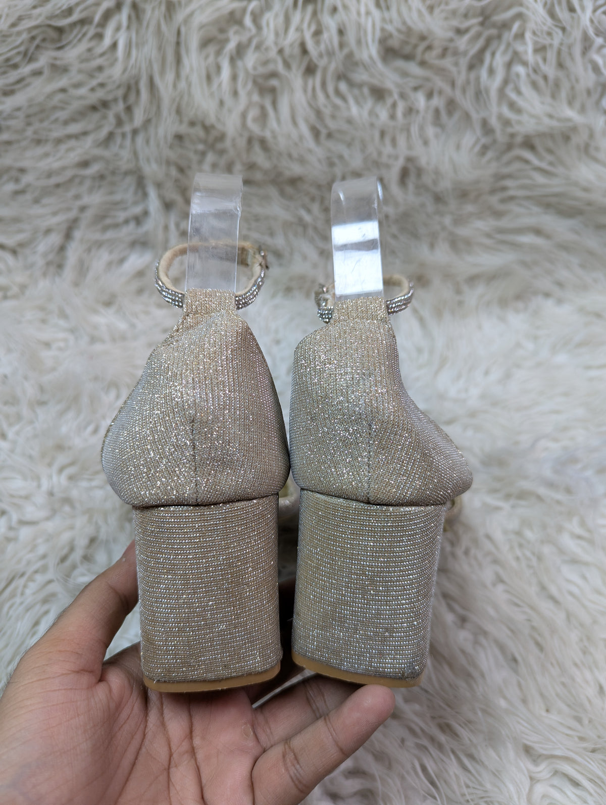 My Jewels Shiny glittery golden block Heel