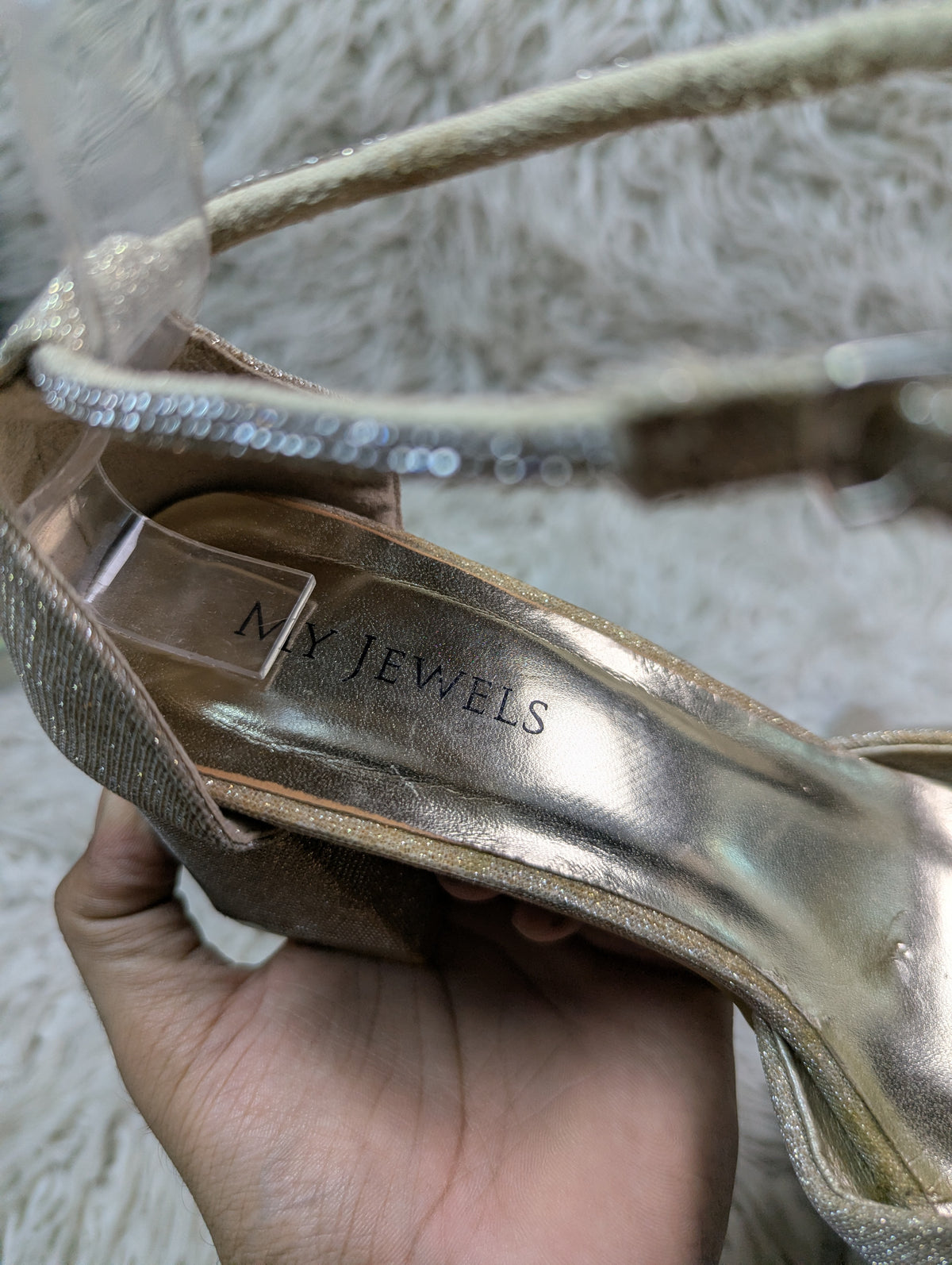 My Jewels Shiny glittery golden block Heel