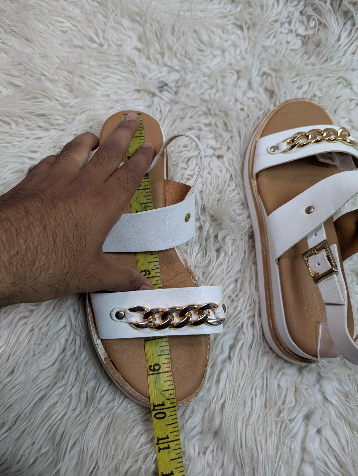 White golden chain sandal