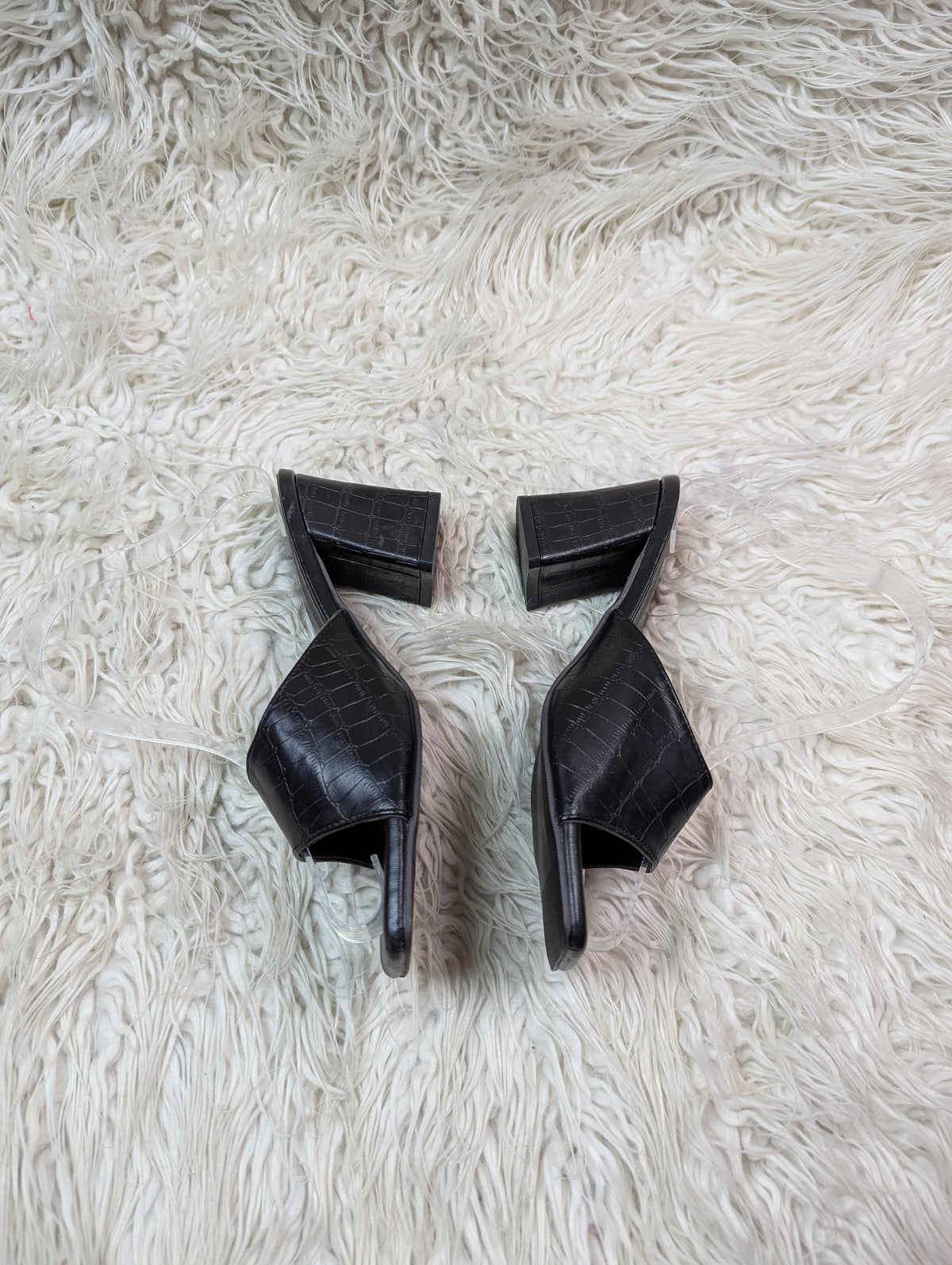 Black textured block Heel