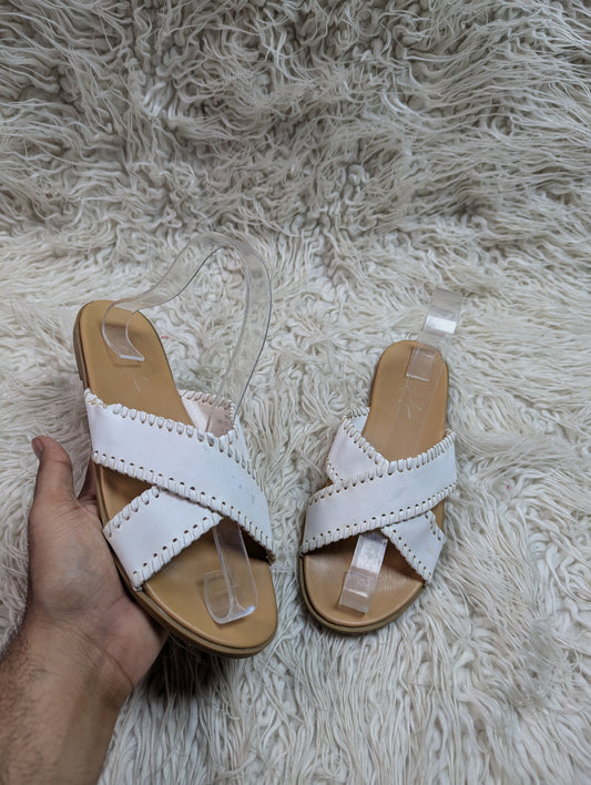 Slipper for women khaki white strap