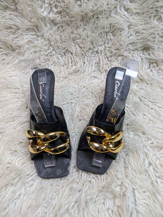 Ciaodea black golden pencil heel