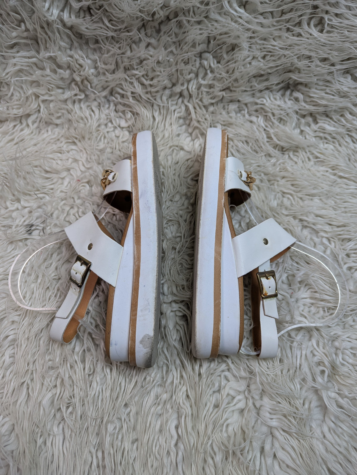 White golden chain sandal