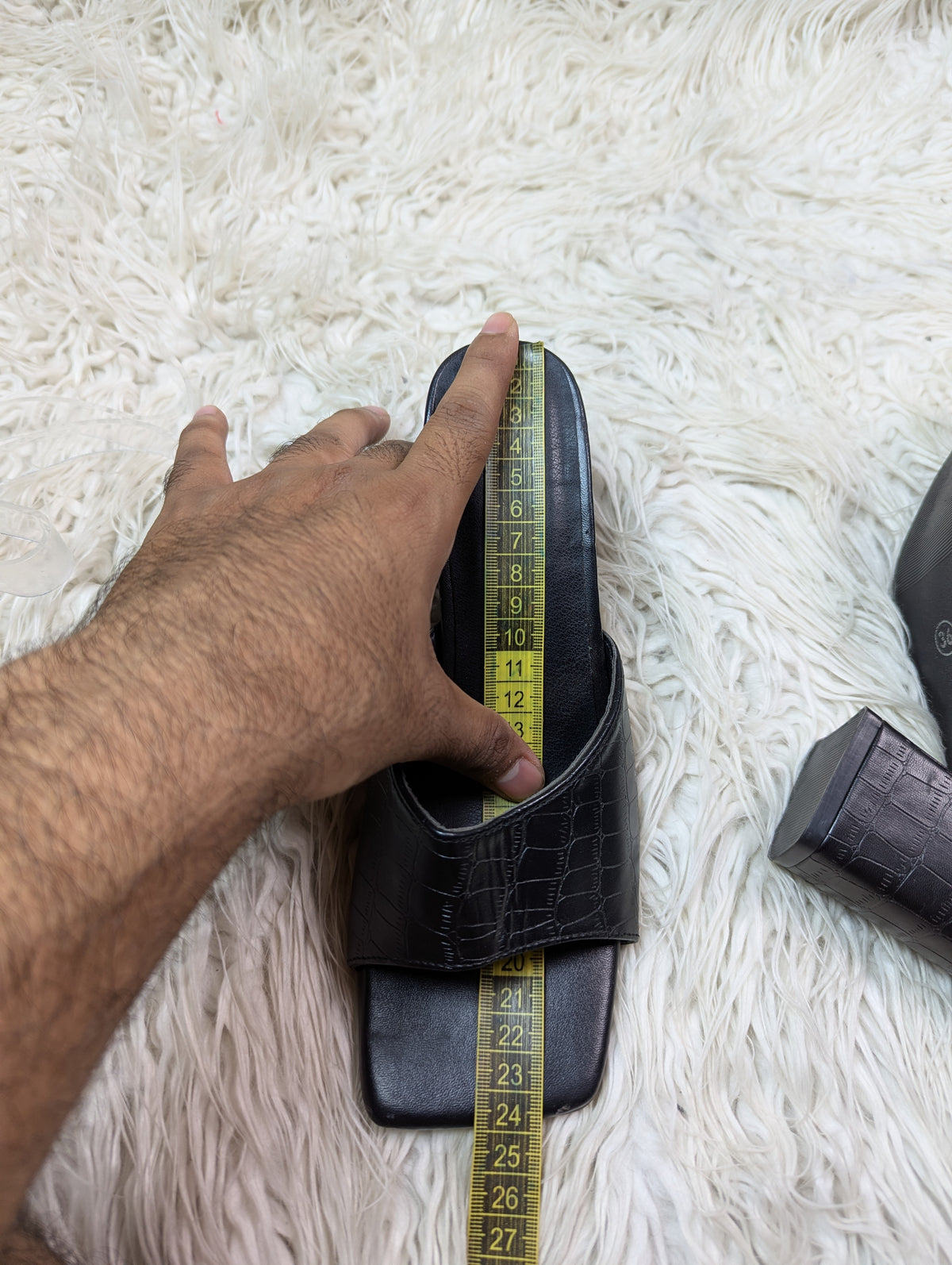 Black textured block Heel