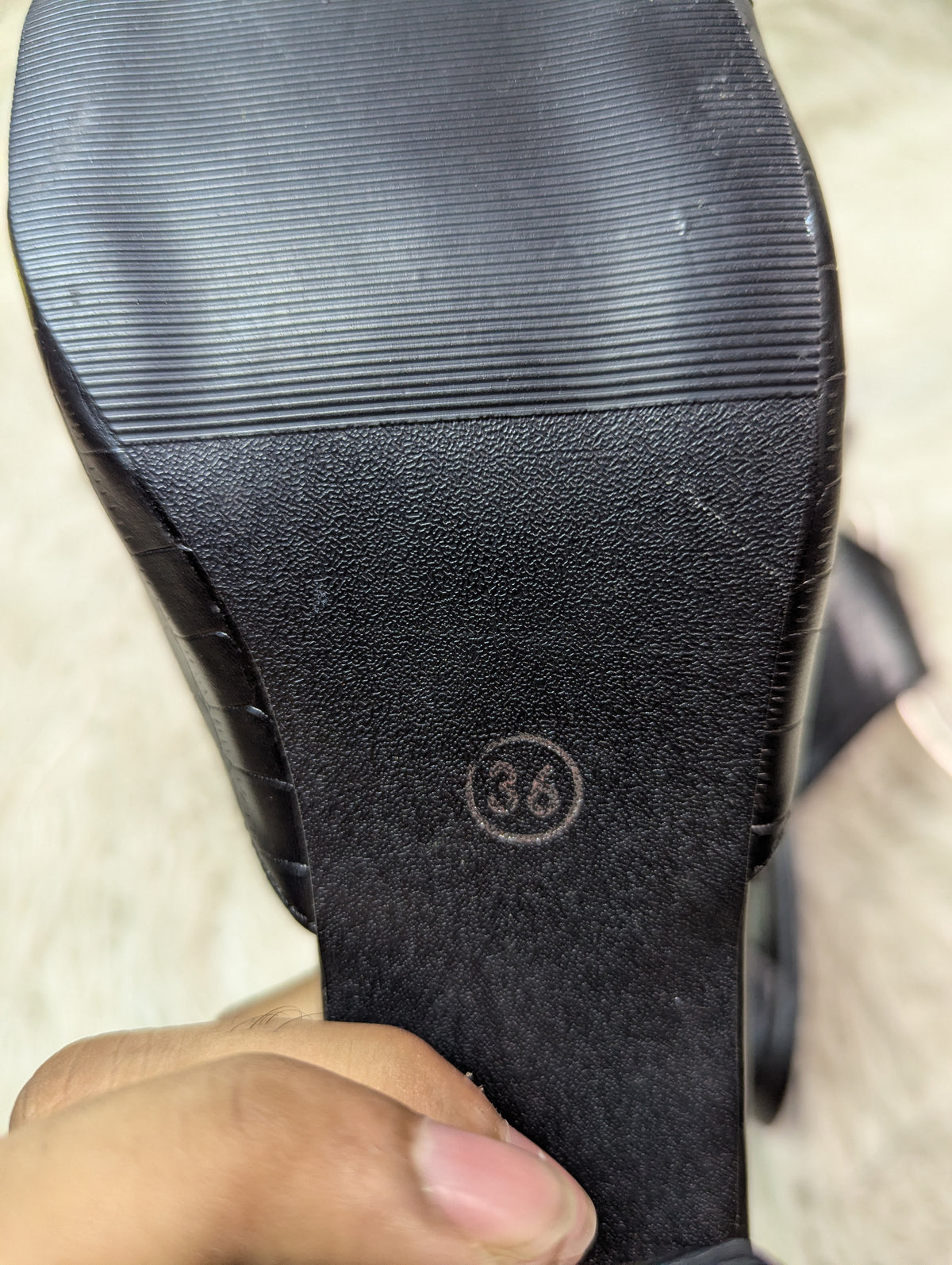 Black textured block Heel