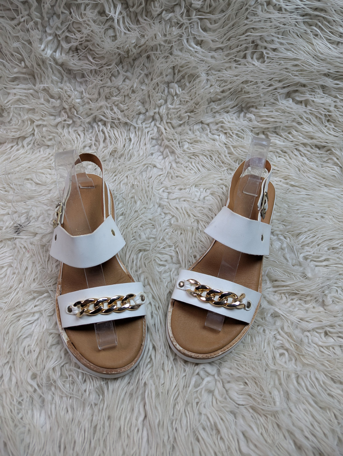 White golden chain sandal