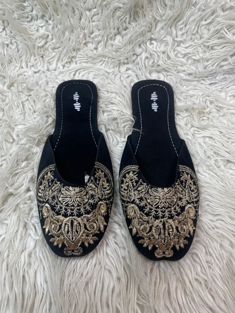 Khaadi Factory leftover Black embroidered Flat